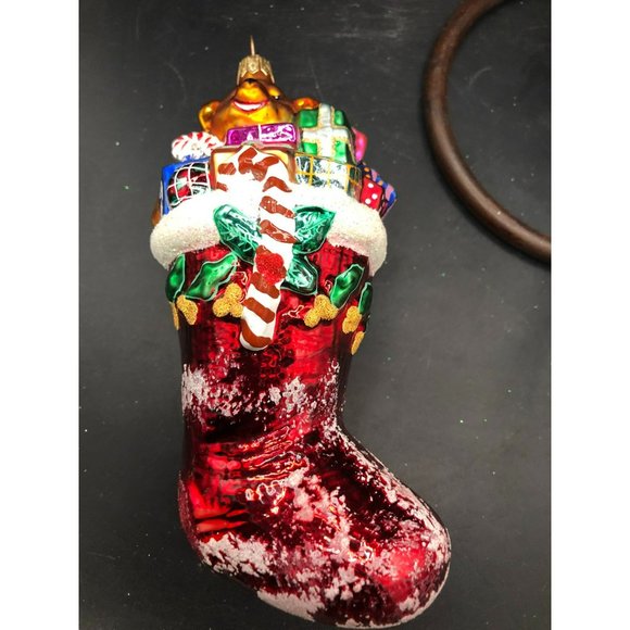 Christopher Radko "Stocking's Full" Full Red Stocking Christmas Ornament 8” - Picture 1 of 8